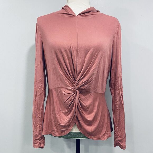 Sweaty Betty Tops - SWEATY BETTY 6 Tori Twist Front Hooded Pullover Top Cinder Pink Athleisure Soft